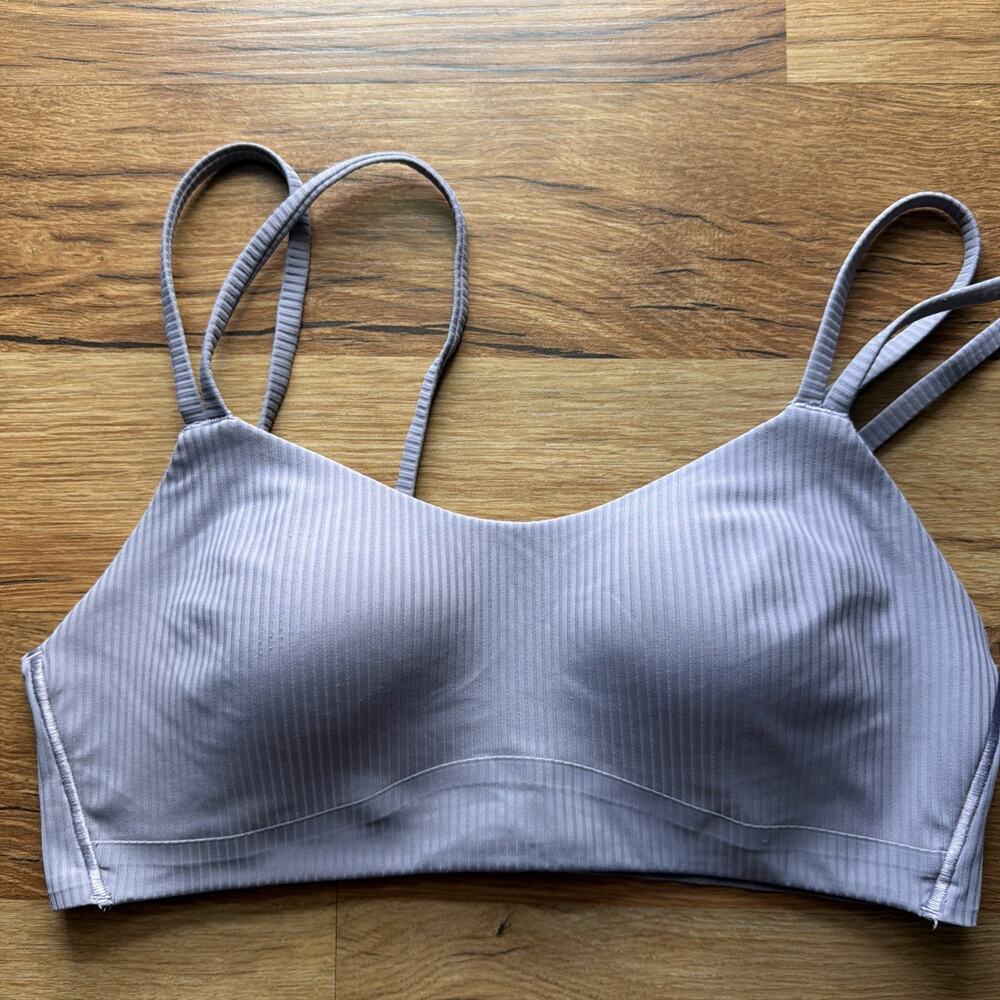 Lululemon Ebb to Street Bra Light Lavender Ribbed Strappy Sports Bra Size 6